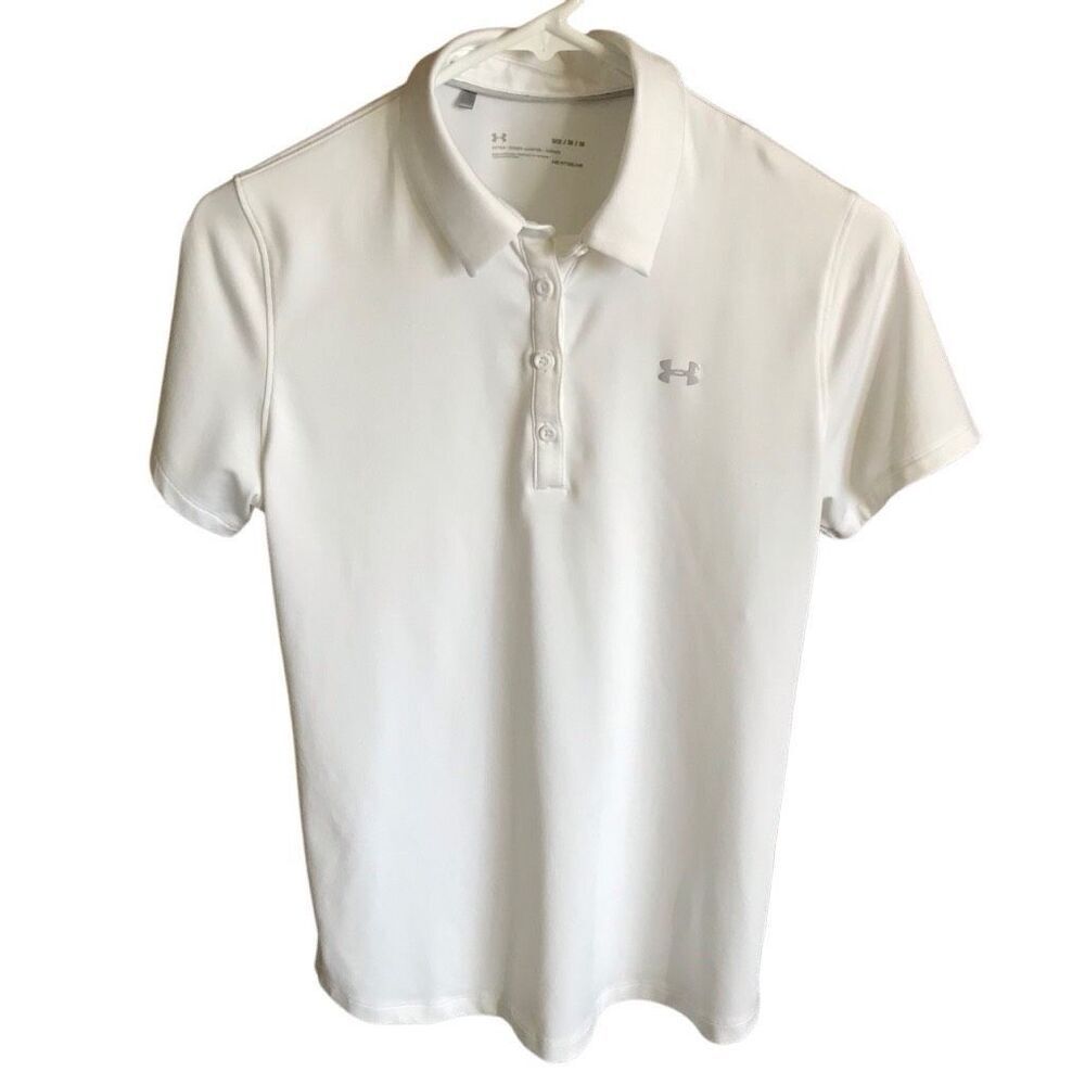 Under Armour heatgear Polo Size Medium White shirt short sleeve women’s